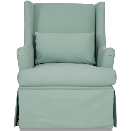 Transitional Swivel Glide Chair with English Arms