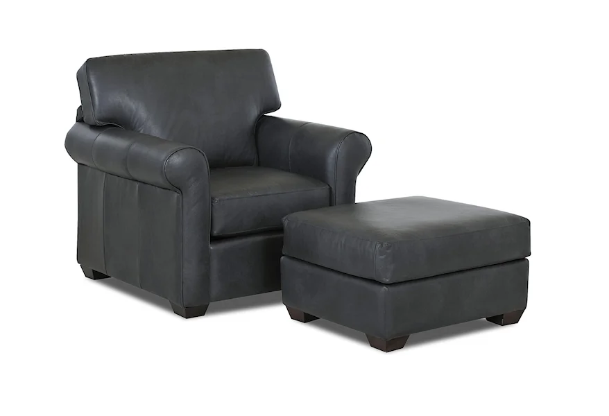 Canoy Transitional Chair and Ottoman Set by Klaussner at Pilgrim Furniture City