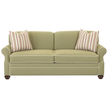 Sofa with Rolled Arms and Turned Wood Feet