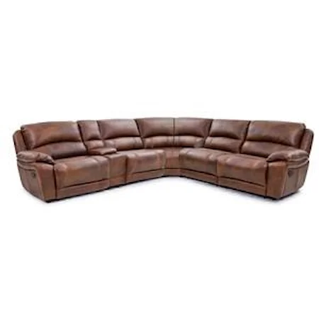 6Pc Power Leather Sectional with Adjustable Headrests