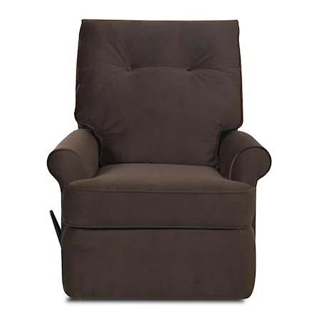 Transitional Reclining Chair with Rolled Arms and Welted Trim