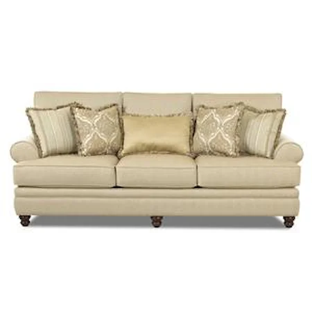 Rolled Arm Sofa With Accent Pillows
