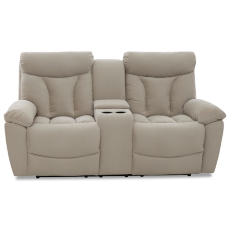 Casual Reclining Love Seat with Console