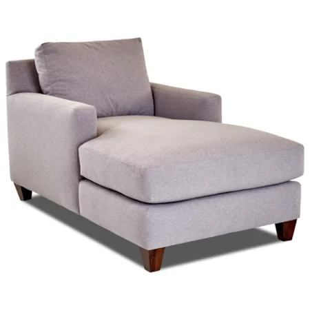 Casual Chaise with Tapered Block Wood Legs