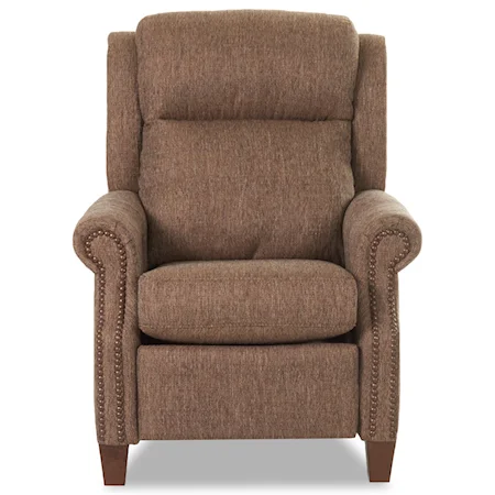 Traditional Power High Leg Recliner with Nailheads, Power Headrest, XMS Massage & Heat Therapy