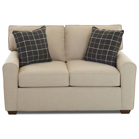 Casual Stationary Loveseat with Box Cushions