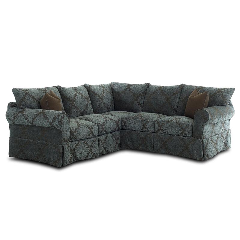 Klaussner Jenny Slipcover Sectional with Rolled Arms and Skirt AHFA
