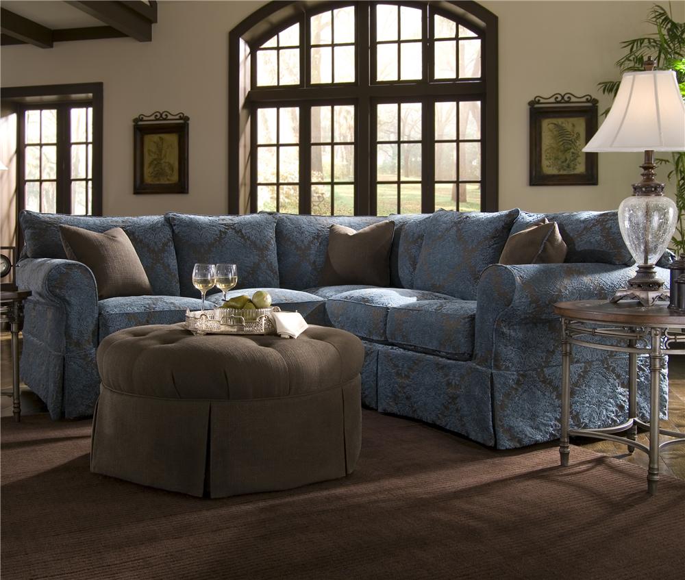 Klaussner Jenny Slipcover Sectional with Rolled Arms and Skirt Find Your Furniture Sectional