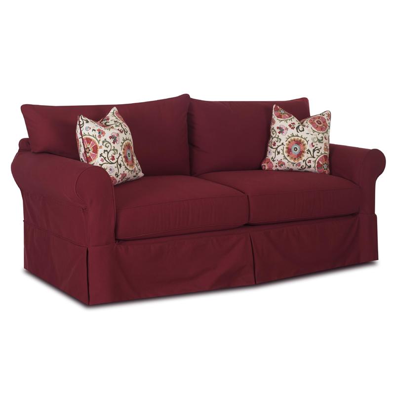 Klaussner Jenny Slipcover Sofa with Skirt | Sheely's Furniture