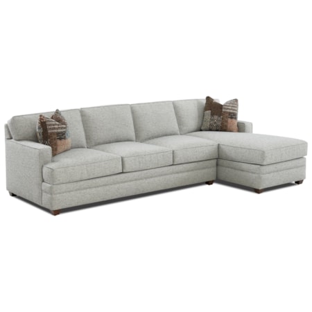 Contemporary 2-Piece Track Arm Sectional with Right-Facing Chaise