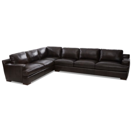 Contemporary 5-Seat Leather Sectional Sofa with RAF Sofa