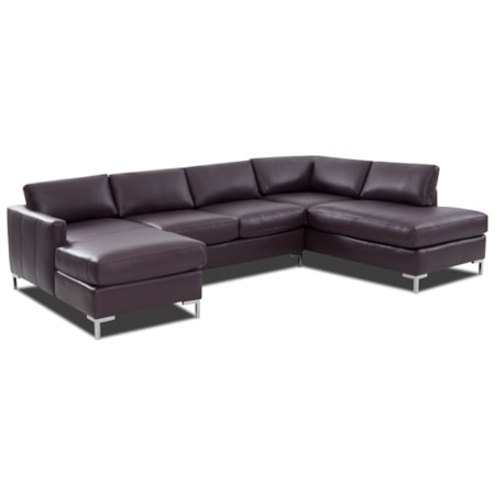 Contemporary 4-Seat U-Shape Sectional Sofa with RAF Sofa Chaise