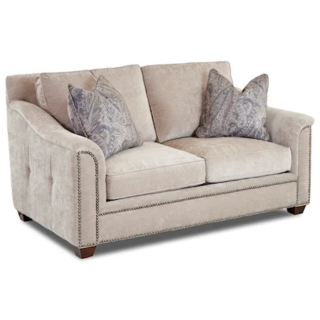Transitional Loveseat with Outer Button Tufting and Nails
