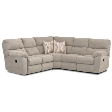 Casual Power Reclining Sectional with Accent Pillows