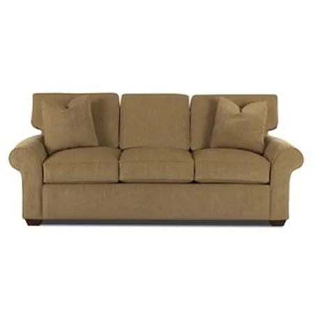 Sofa with Rolled Arms and Exposed Wood Feet