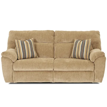 Casual Reclining 2 Over 2 Sofa with Accent Pillows