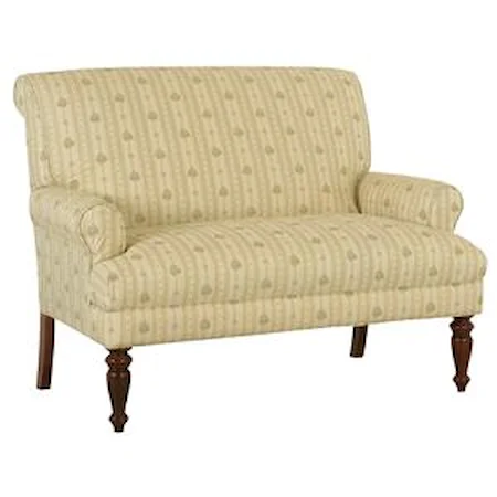 Traditional Upholstered Love Seat  with Wood Legs