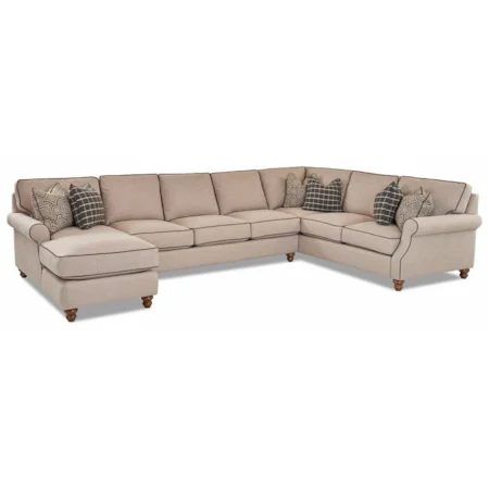 Traditional 3 Piece Sectional Sofa with LAF Chaise