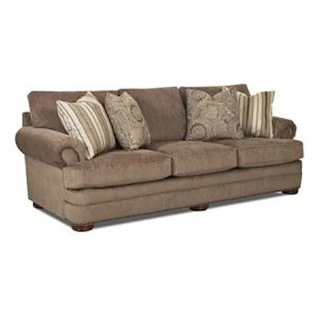 Traditional Sofa with Rolled Arms and Nailhead Trim