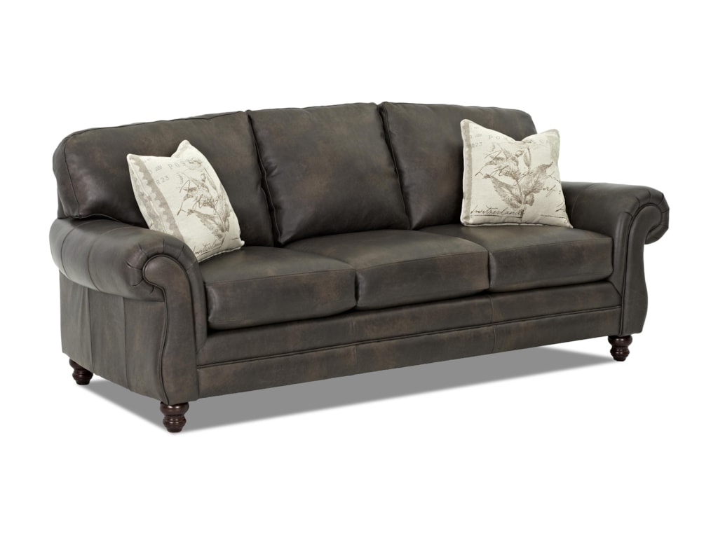 Klaussner Leather Sofa Klaussner Valiant Leather Sofa With Accent Pillows Olinde S - TheSofa