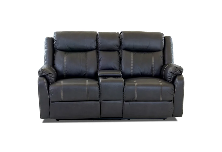  Domino-US Console Reclining Loveseat by Klaussner International at Nassau Furniture and Mattress