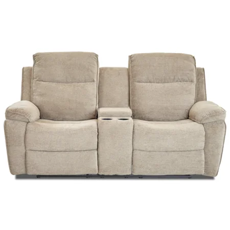 Casual Reclining Loveseat with Cupholder Storage Console