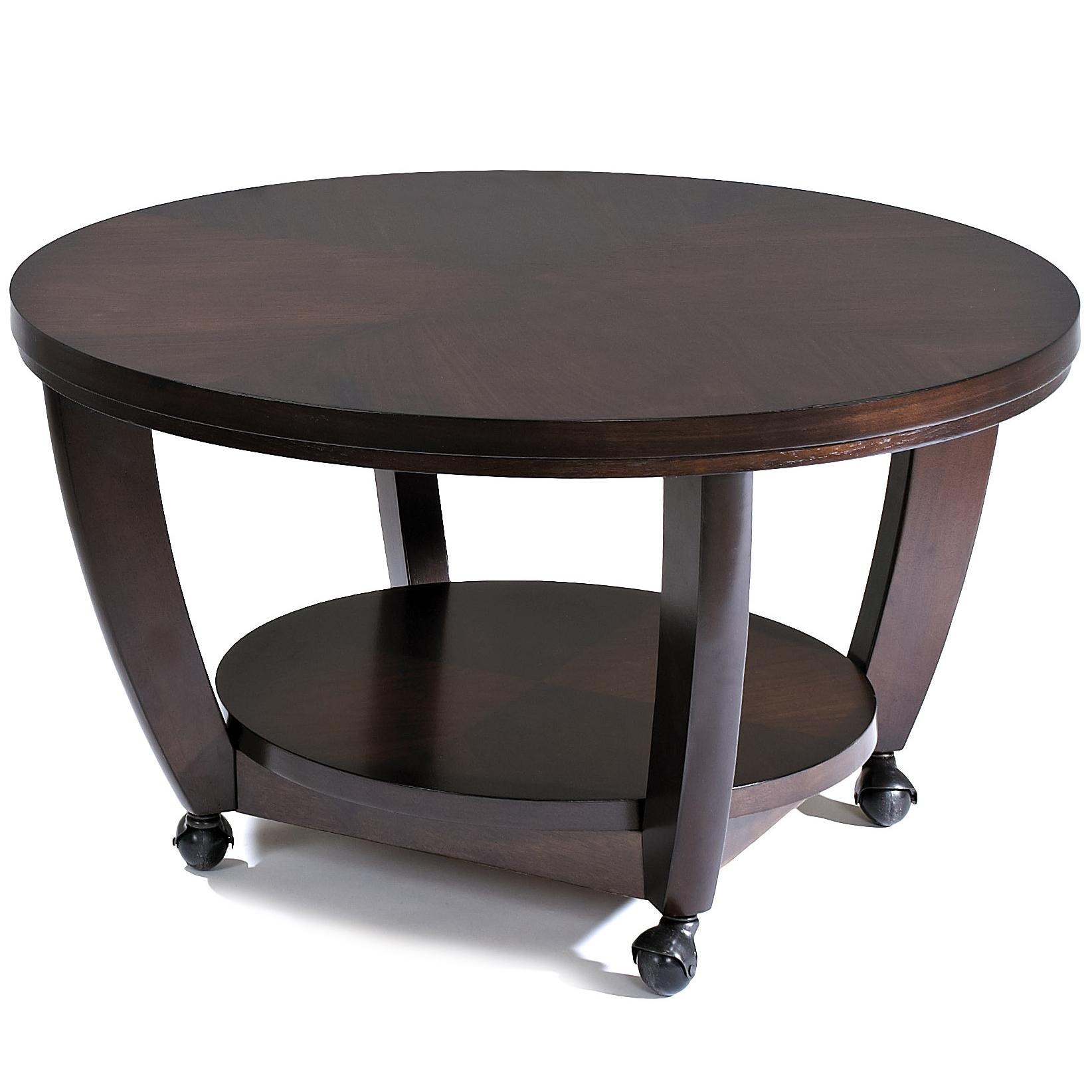 Klaussner International Hayden Round Cocktail Table with Casters  Godby Home Furnishings 