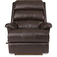 Leather Reclina-Rocker with Channel-Tufted Back