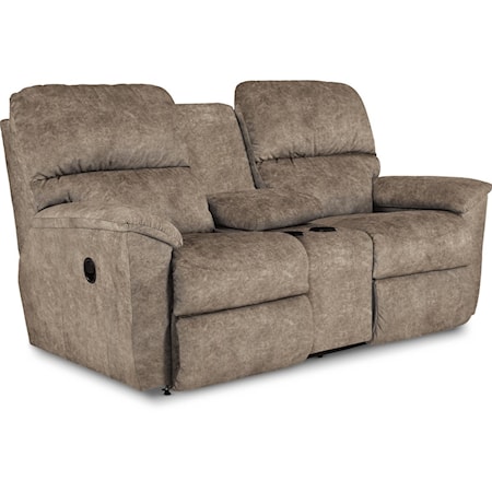 Casual Reclining Loveseat with Cupholder Storage Console