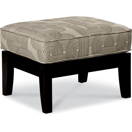 Customizable Ottoman with Exposed Wood Legs