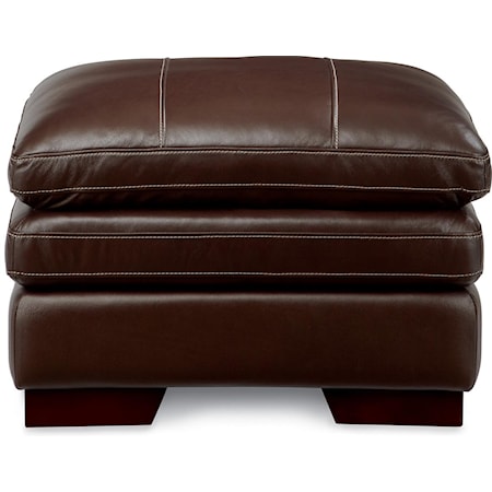 Casual Ottoman with Wood Block Legs and Pillow Top Cushion