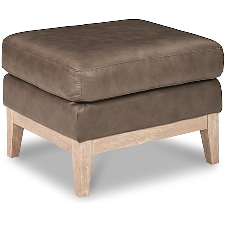 Customizable Ottoman with Solid Wood Base