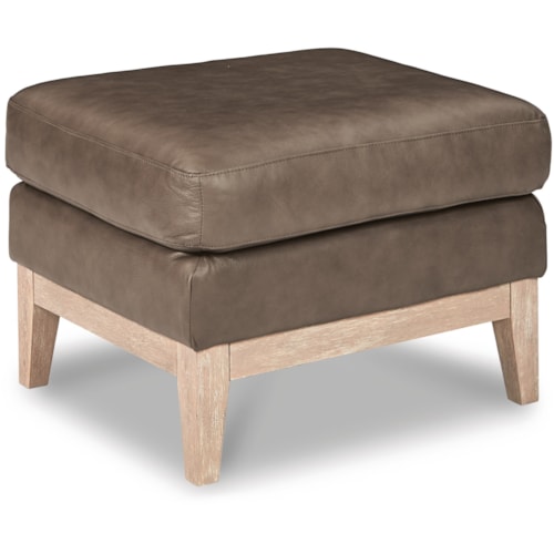 Ottoman with Solid Wood Base