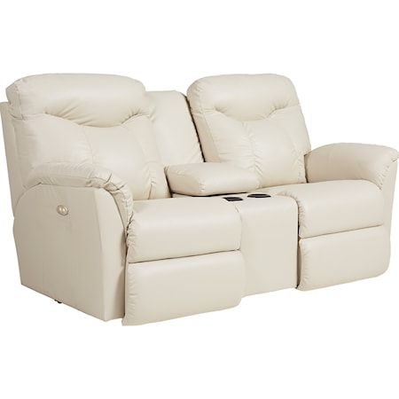 Casual Power Recline Loveseat with Cupholders and Storage Console