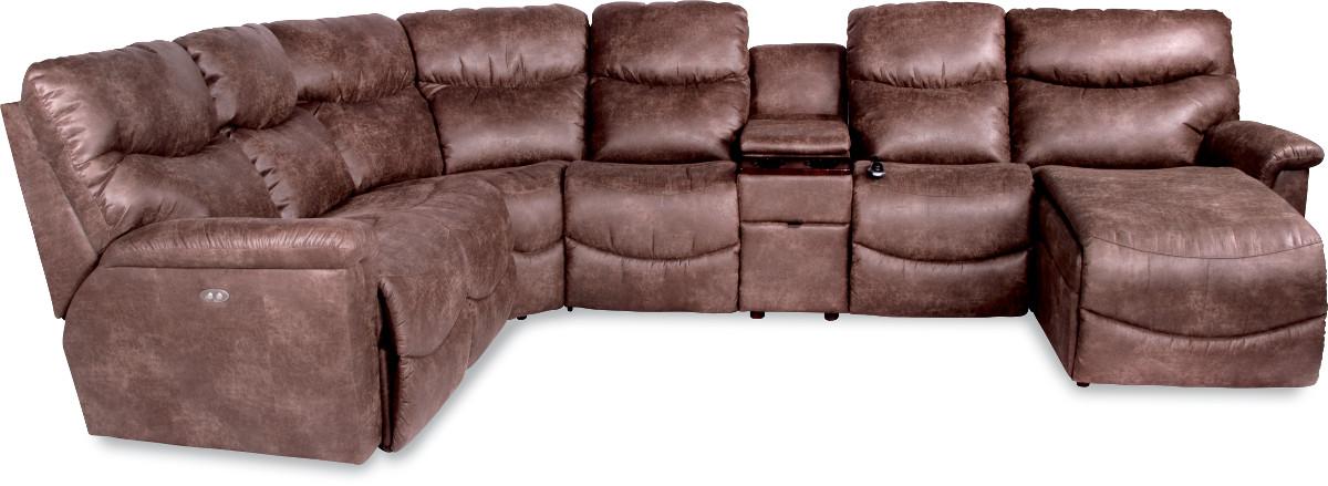La-Z-Boy James Six Piece Power Reclining Sectional with LAS Chaise |  Conlin's Furniture | Reclining Sectional Sofa