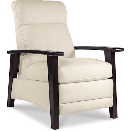 Nouveau Modern Recliner with Wood Arms and Power Motion