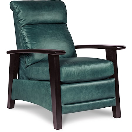 Nouveau Modern Recliner with Wood Arms and Power Motion