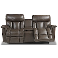 Casual Power Wall Saver Reclining Console Loveseat with Headrests, Lumbar, USB Ports