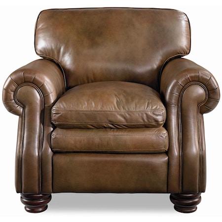 Leather Rolled Arm Stationary Chair