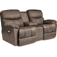Casual Reclining Loveseat with Cupholder Storage Console