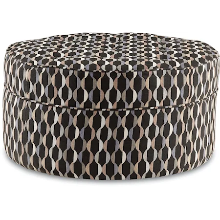 Transitional Button-Tufted Cocktail Ottoman