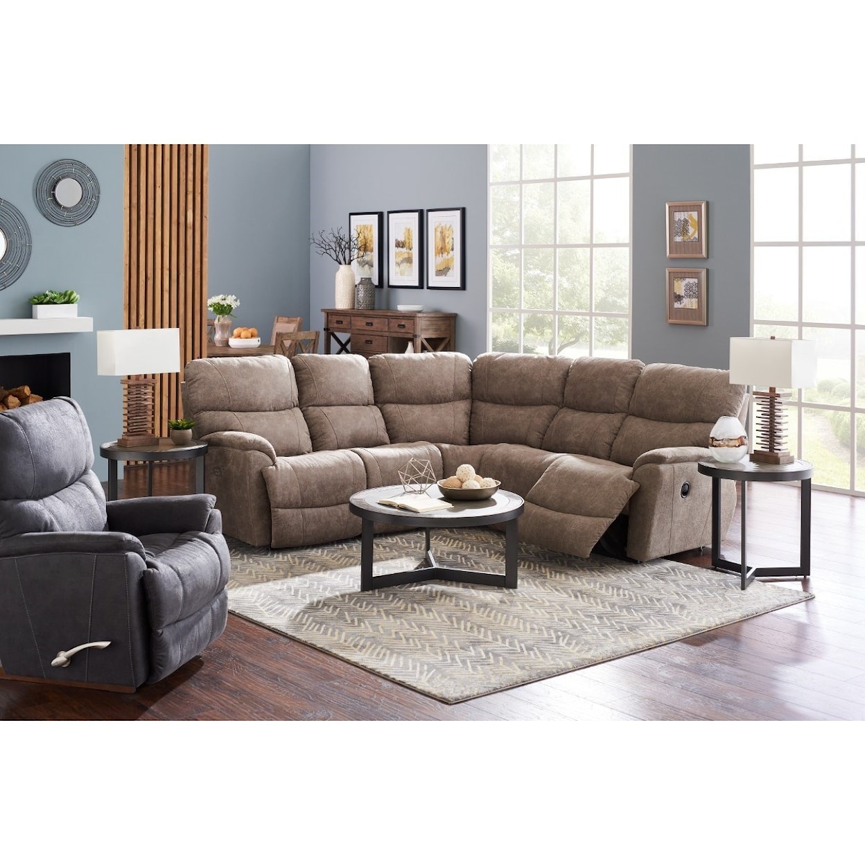 La-Z-Boy Trouper 3 Pc Reclining Corner Sectional Sofa