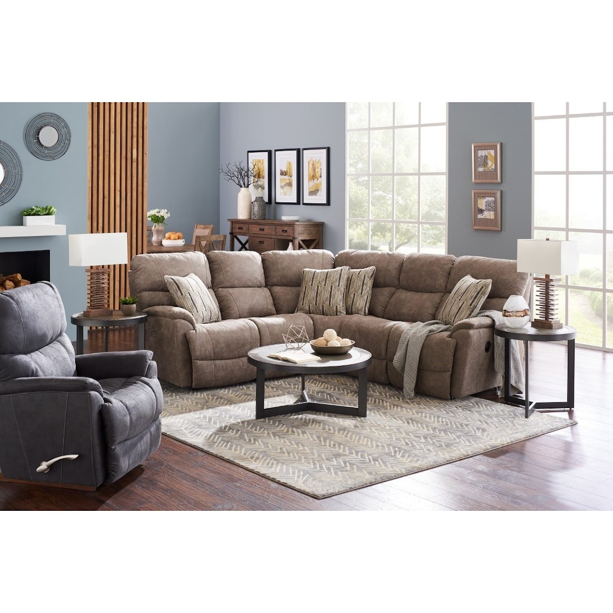 La-Z-Boy Trouper 3 Pc Reclining Corner Sectional Sofa