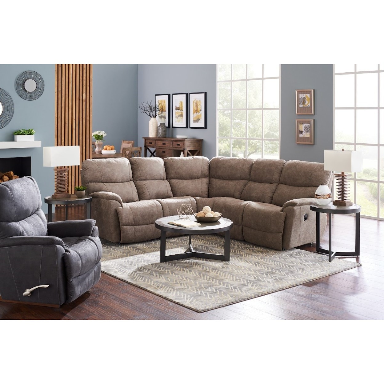 La-Z-Boy Trouper 3 Pc Reclining Corner Sectional Sofa