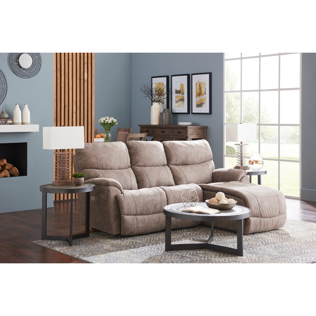 LaZBoy Trouper Two Piece Reclining Sectional Sofa with LeftSitting
