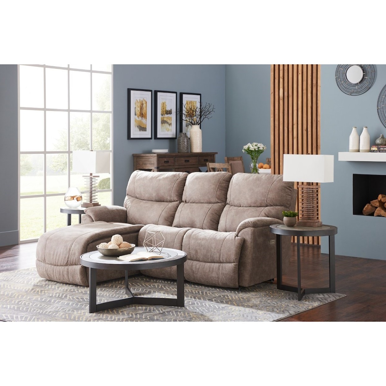 La-Z-Boy Trouper 2 Pc Reclining Sectional Sofa w/ RAS Chaise