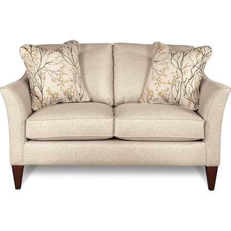 Contemporary Loveseat with Flared Arms and ComfortCore Cushions