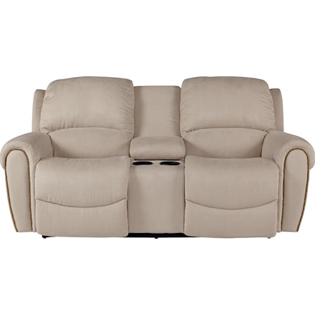 Power La-Z-Time® Full Reclining Loveseat with Drink Console