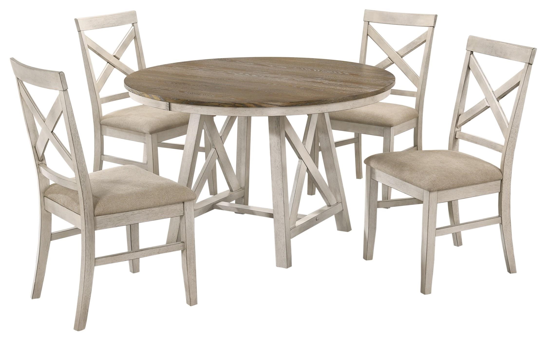 Lacey Furniture Somerset D2959 5PC RND Round Two Tone Dining Table with 4 Side Chairs Royal Furniture Dining 5 Piece Sets