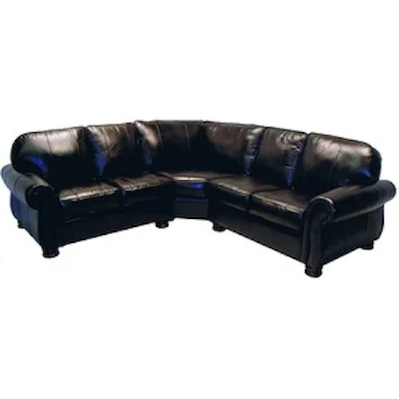 Leather Sectional with Rolled Arms